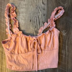 XS SHEIN Light Pink Ruffle Strap Tank Top